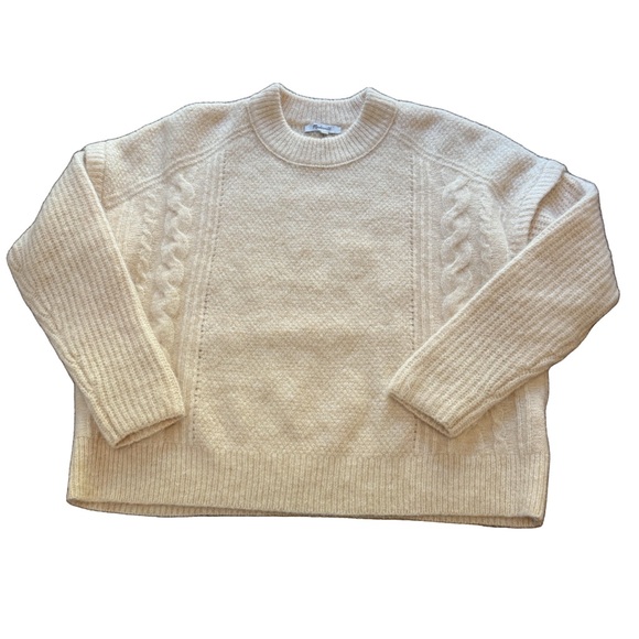 Madewell Havener Cable Pullover Sweater Heather Powder NWOT Crew Neck Size XS - Picture 6 of 13